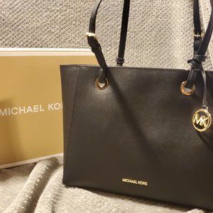 Michael Kors Black Walsh Leather Tote Purse
